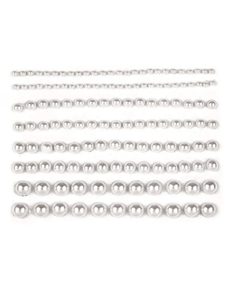 P&amp;D Perlen weiss assortiert selbstklebend 138St 2-8mm - Kidis Art