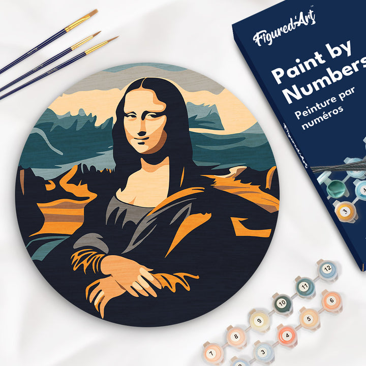 Malen nach Zahlen auf Holzscheibe – Mona Lisa - Kidis Art