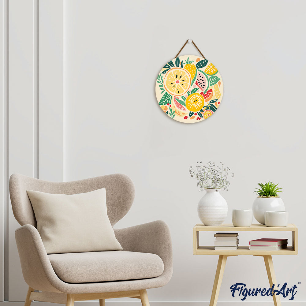 Malen nach Zahlen auf Holzscheibe – Früchte - Kidis Art