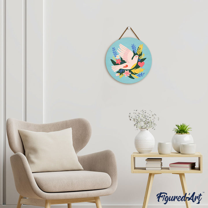 Malen nach Zahlen auf Holzscheibe – Vogel und Blumen - Kidis Art