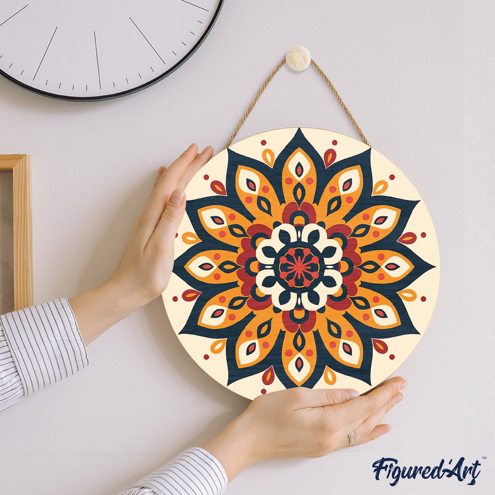 Malen nach Zahlen auf Holzscheibe – Sonniges Mandala - Kidis Art