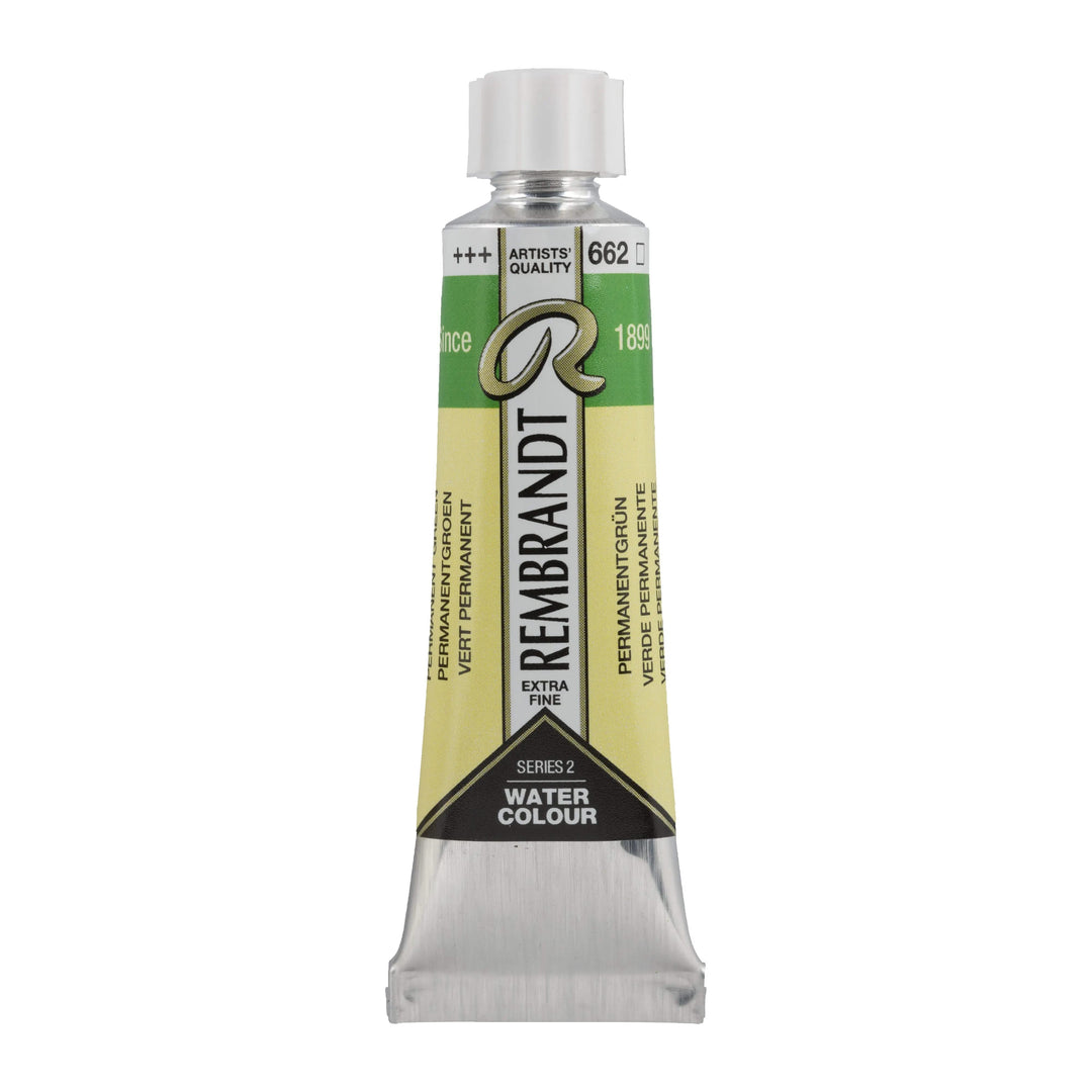 Rembrandt Aquarellfarbe Tube 10 ml Permanentgrün 662 - Kidis Art