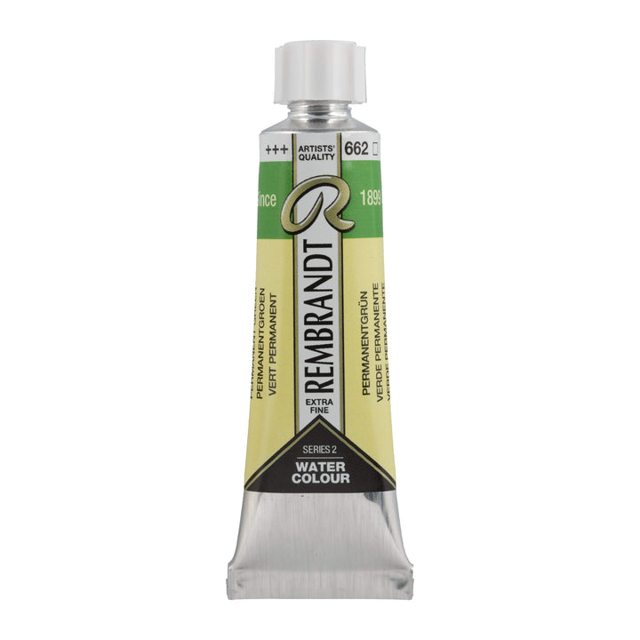 Rembrandt Aquarellfarbe Tube 10 ml Permanentgrün 662 - Kidis Art