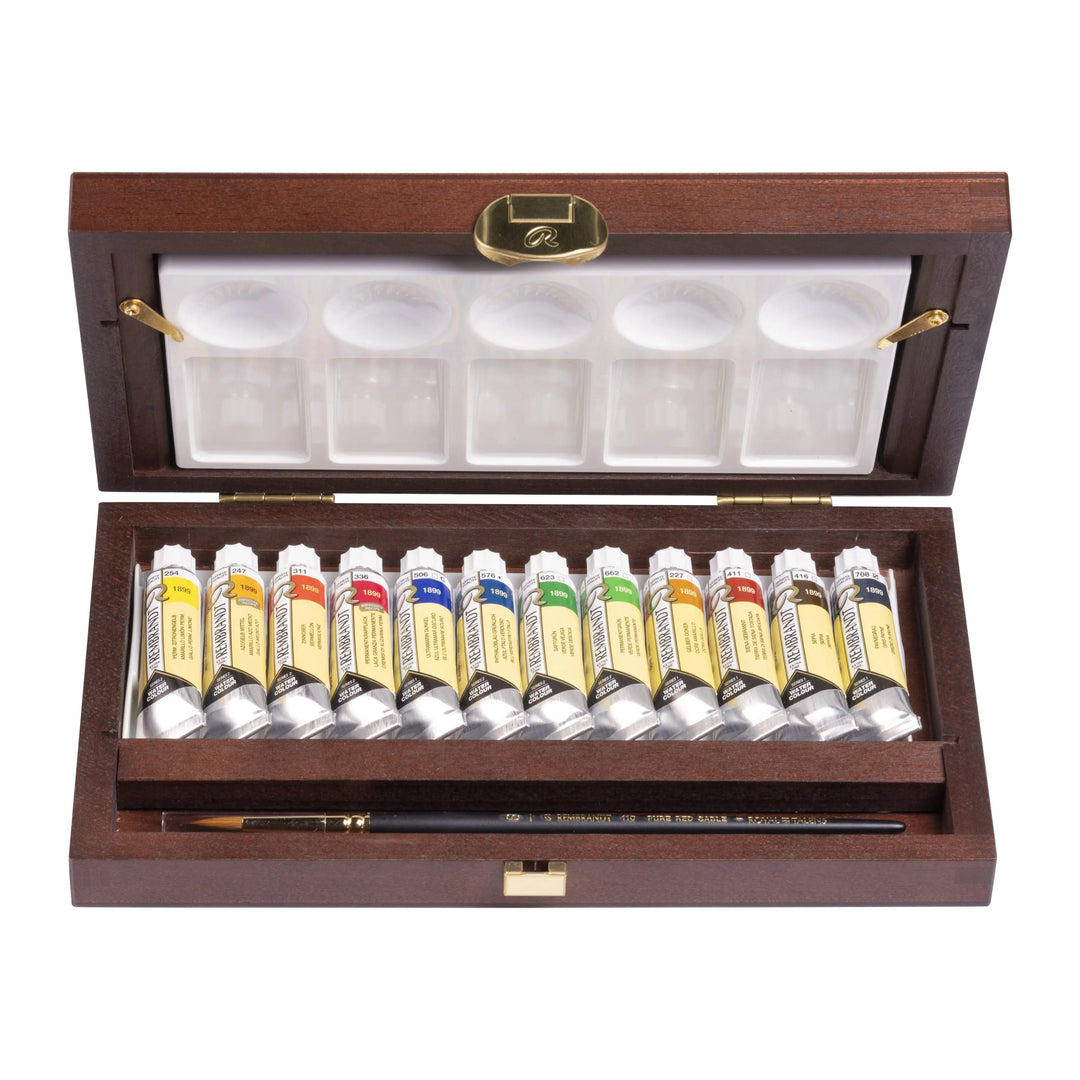 Rembrandt Aquarellfarben-Set im Holzkasten Traditional | 12 x 10-ml-Tuben + Zubehör - Kidis Art