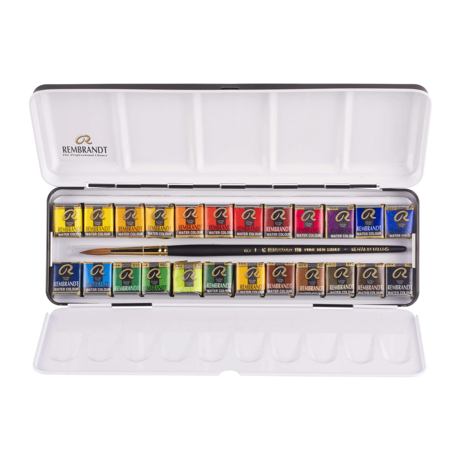 Rembrandt Aquarellfarben-Set im Metalletui | 24 Näpfchen + Pinsel - Kidis Art