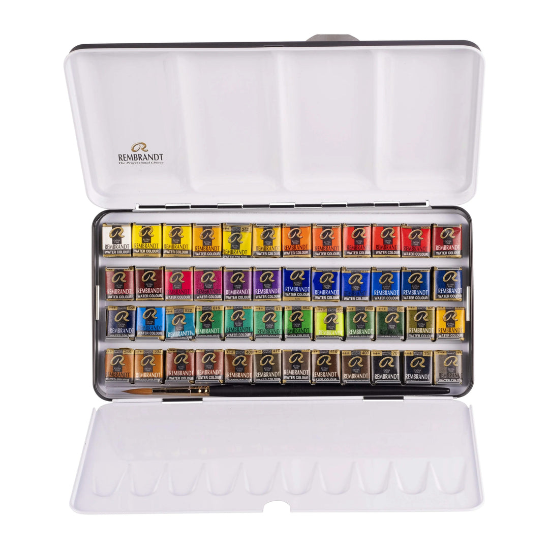 Rembrandt Aquarellfarben-Set im Metalletui | 48 Näpfchen + Pinsel - Kidis Art