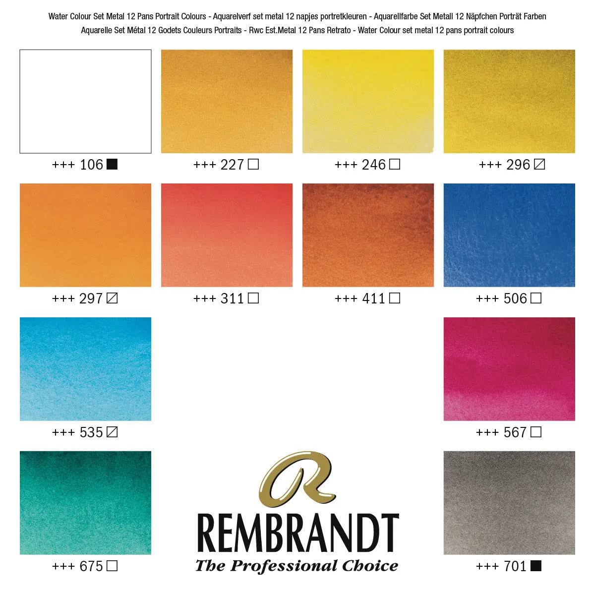 Rembrandt Aquarellfarben-Set im Metalletui für Porträts I 12 Näpfchen + Pinsel - Kidis Art