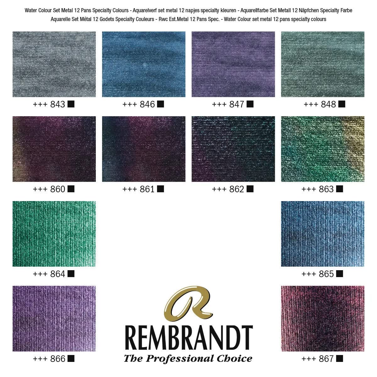 Rembrandt Aquarellfarben-Set im Metalletui mit Spezialeffekt-Farben | 12 Näpfchen + Pinsel - Kidis Art