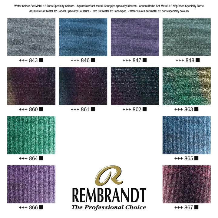 Rembrandt Aquarellfarben-Set im Metalletui mit Spezialeffekt-Farben | 12 Näpfchen + Pinsel - Kidis Art