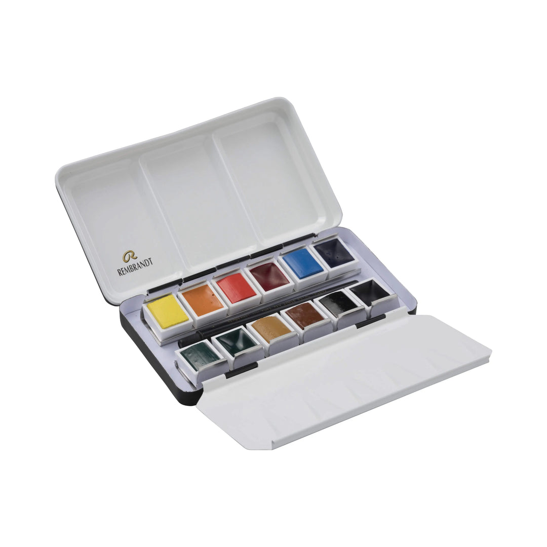 Rembrandt Aquarellfarben-Set im Metalletui mit monopigmentierte Farbauswahl I 12 Näpfchen + Pinsel - Kidis Art