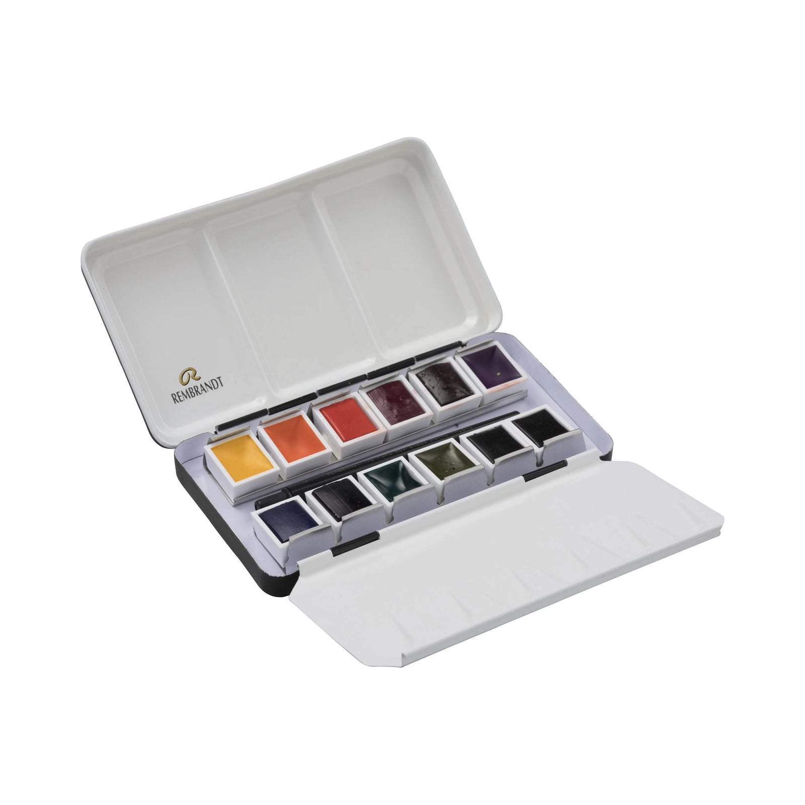 Rembrandt Aquarellfarben-Set im Metalletui zum Mischen mit Oxidschwarz | 12 Näpfchen + Pinsel - Kidis Art