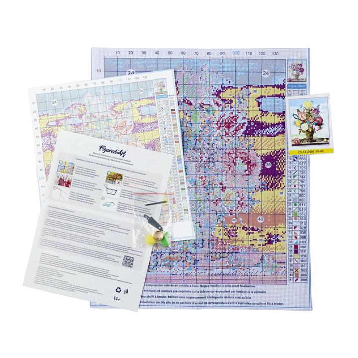 Kreuzstich 32x40cm – Buntes schweizer Dorf - Kidis Art