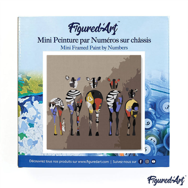 Mini Malen nach Zahlen mit Rahmen 20x20cm - Zebras von Hinten - Kidis Art