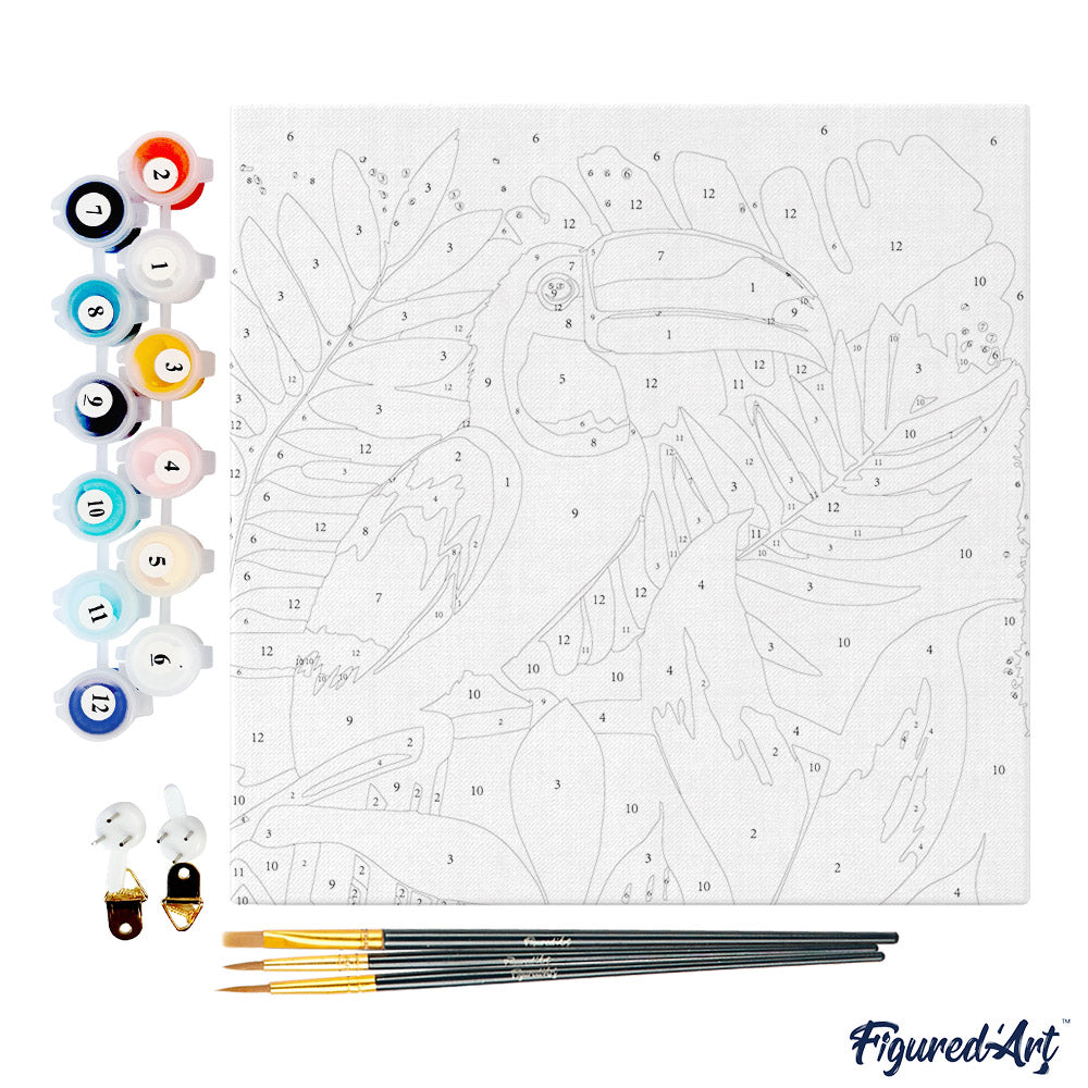 Mini Malen nach Zahlen mit Rahmen 20x20cm - Tropischer Tukan - Kidis Art