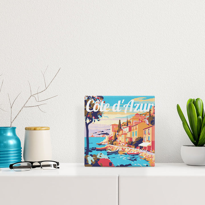 Mini Malen nach Zahlen mit Rahmen 20x20cm - Reiseplakat Côte d&