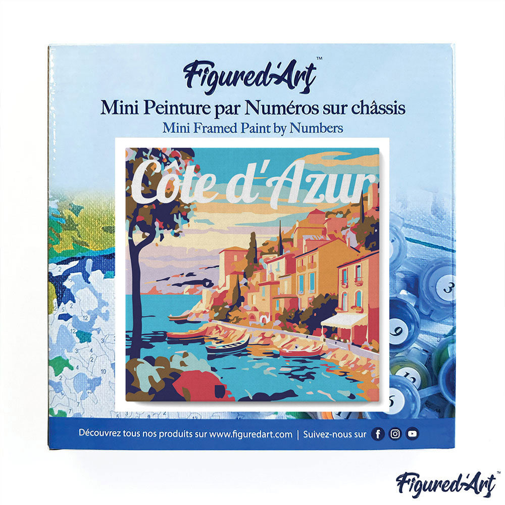 Mini Malen nach Zahlen mit Rahmen 20x20cm - Reiseplakat Côte d&