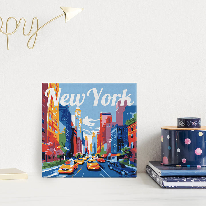 Mini Malen nach Zahlen mit Rahmen 20x20cm - Reiseplakat New York City - Kidis Art