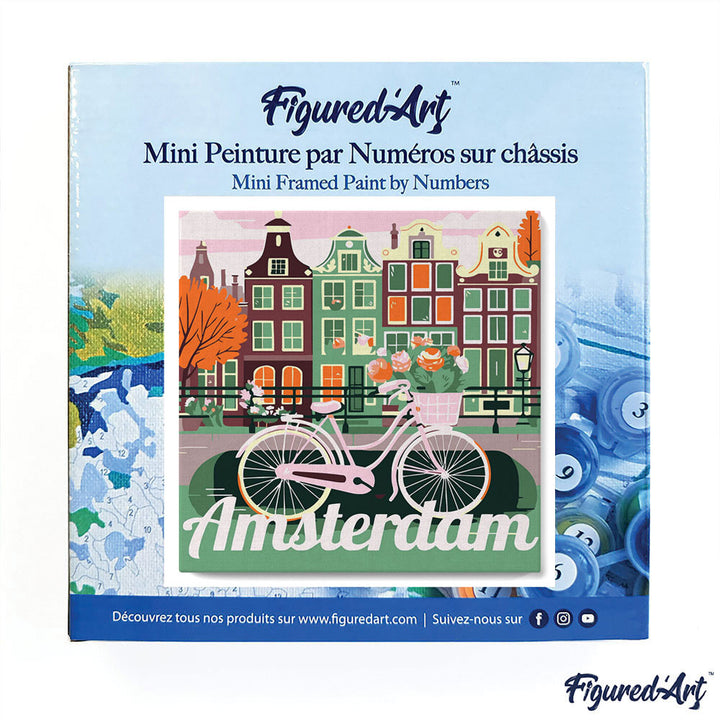 Mini Malen nach Zahlen mit Rahmen 20x20cm - Reiseplakat Amsterdam - Kidis Art