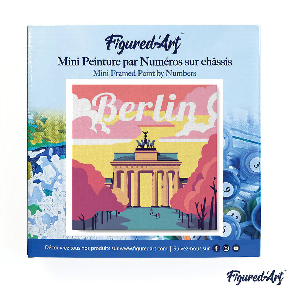 Mini Malen nach Zahlen mit Rahmen 20x20cm - Reiseplakat Berlin - Kidis Art