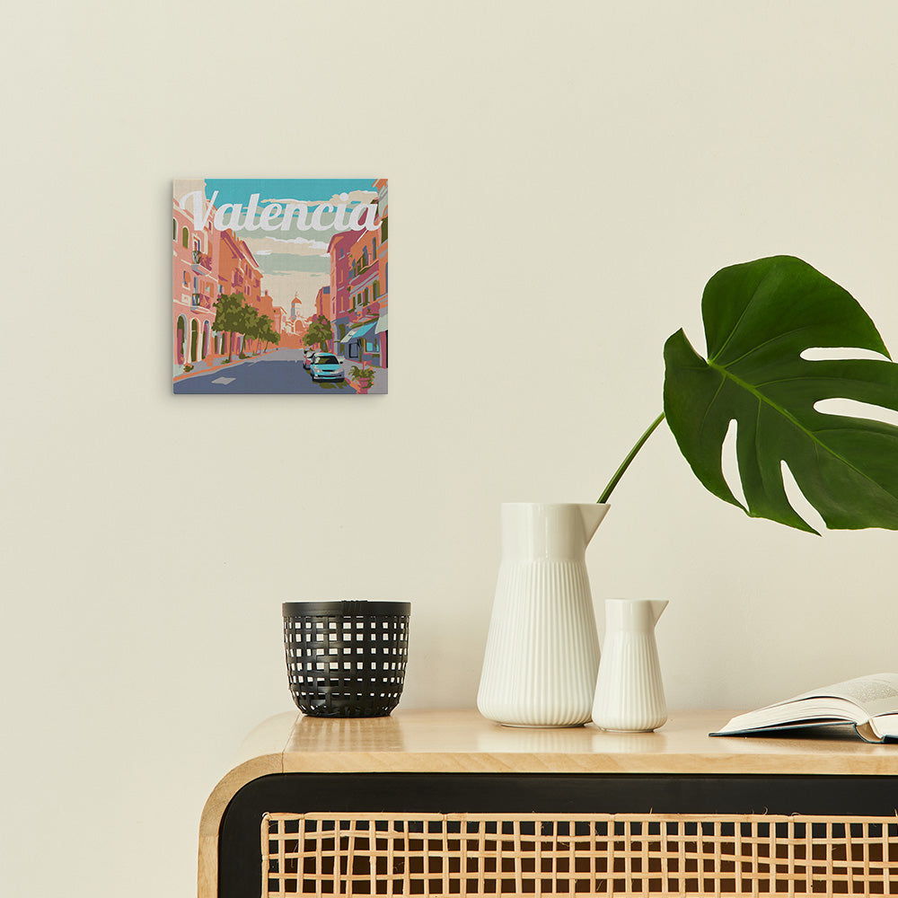 Mini Malen nach Zahlen mit Rahmen 20x20cm - Reiseplakat Valencia - Kidis Art