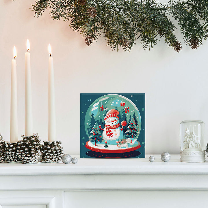 Mini Malen nach Zahlen mit Rahmen 20x20cm - Schneemann und Vögel - Kidis Art