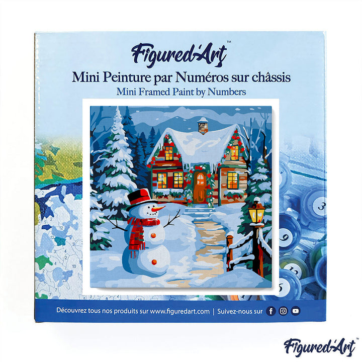 Mini Malen nach Zahlen mit Rahmen 20x20cm - Weihnachtsmann in Schneekugel - Kidis Art