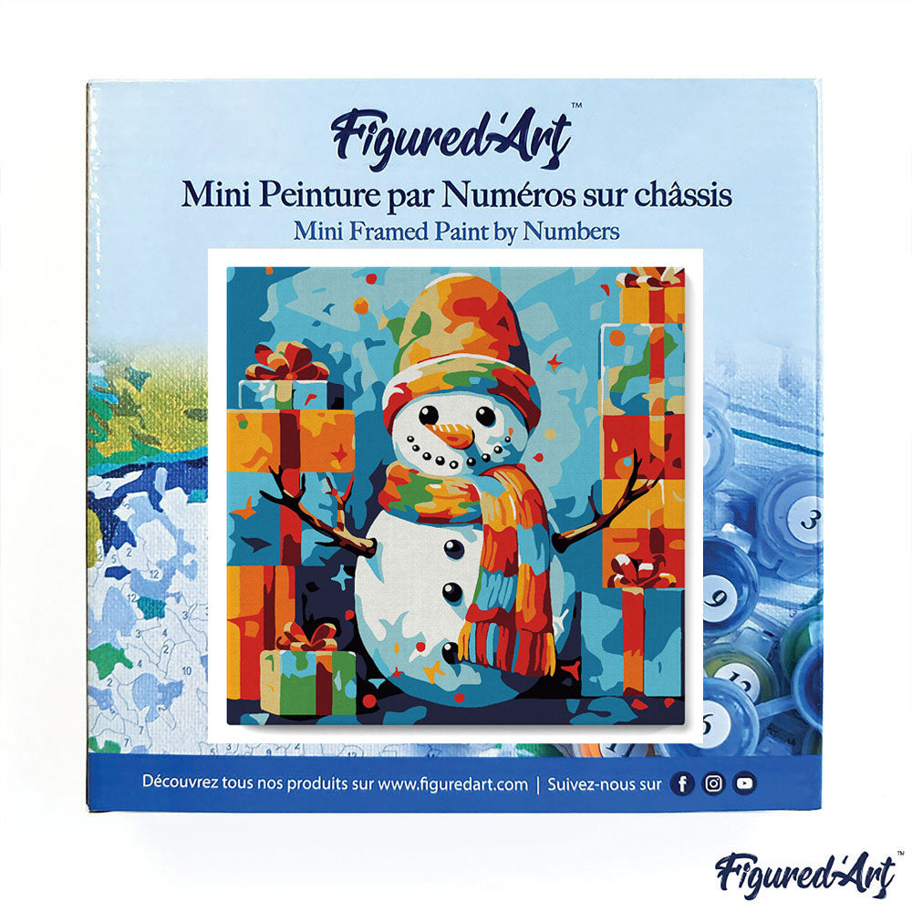 Mini Malen nach Zahlen mit Rahmen 20x20cm Schneemann und Geschenke - Kidis Art