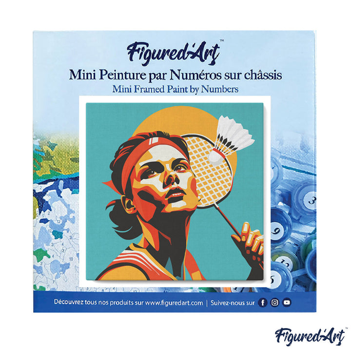 Mini Malen nach Zahlen mit Rahmen 20x20cm - Sportposter Badminton - Kidis Art