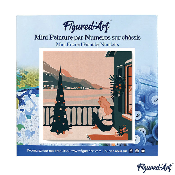 Mini Malen nach Zahlen mit Rahmen 20x20cm Frau und See im Winter - Kidis Art