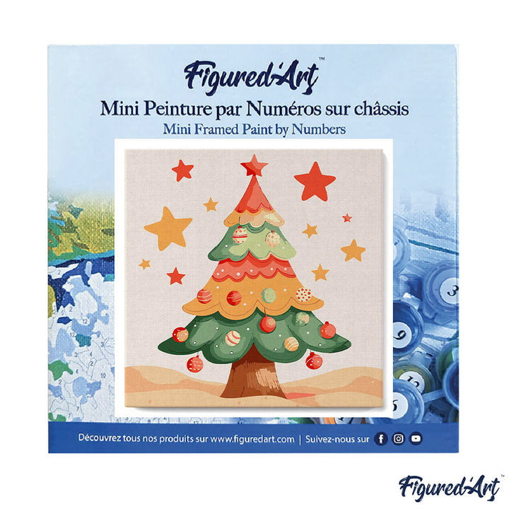 Mini Malen nach Zahlen mit Rahmen 20x20cm Schöner Weihnachtsbaum - Kidis Art