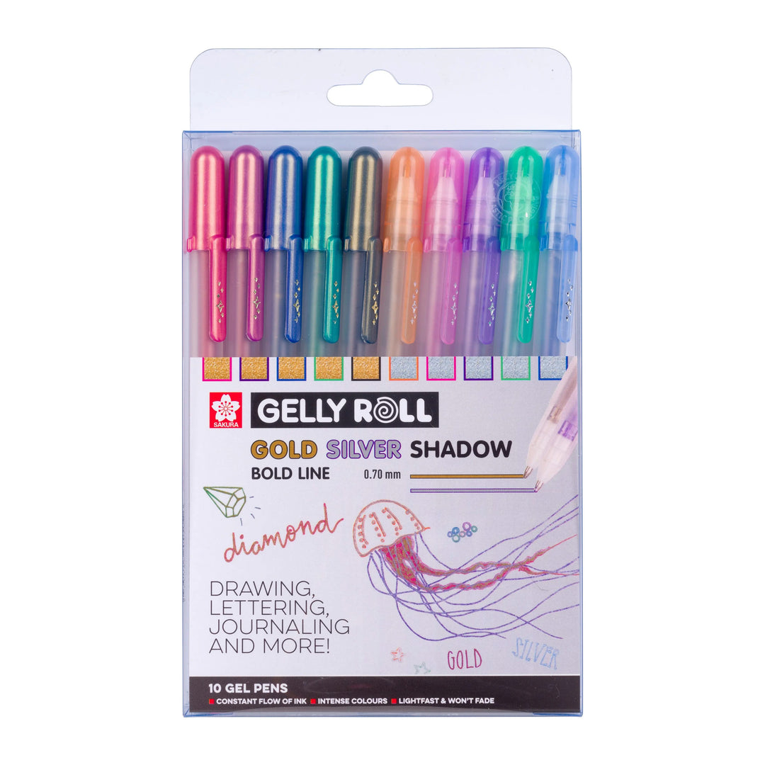 Sakura Gelly Roll Gold &amp; Silver Shadow Set | 10 Farben - Kidis Art