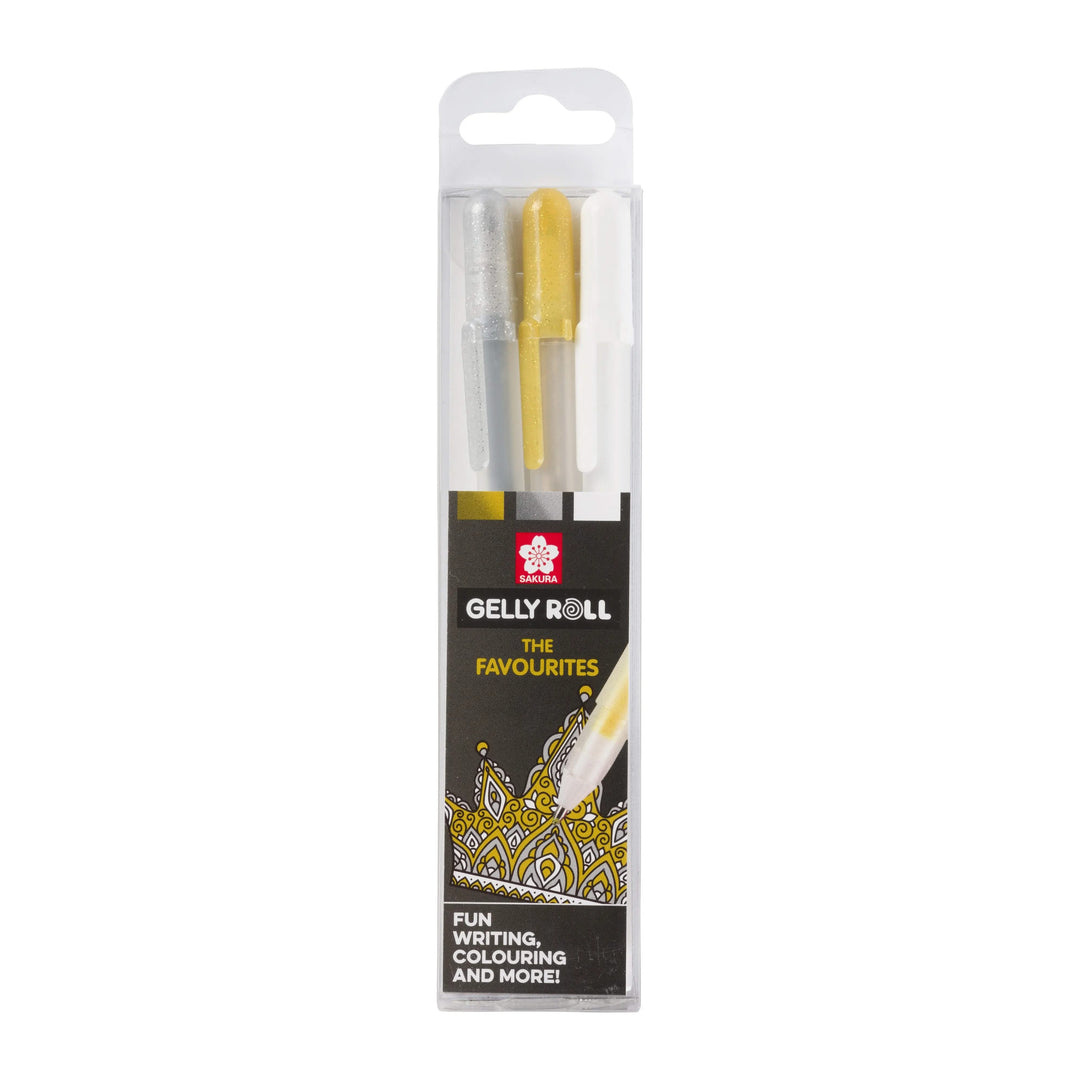 Sakura Gelly Roll, 3-teiliges Set, gemischt (Gold/Silber/Weiß) - Kidis Art