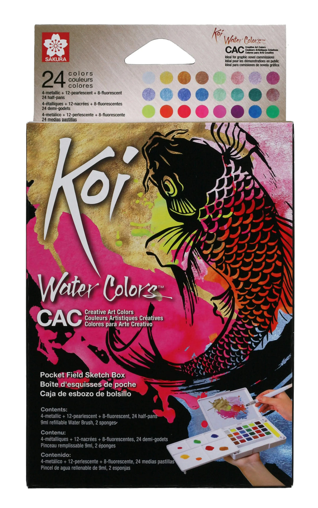 Sakura Koi Water Colors Pocket Field Sketch Box Creative Art Colors | 24 halbe Näpfchen - Kidis Art
