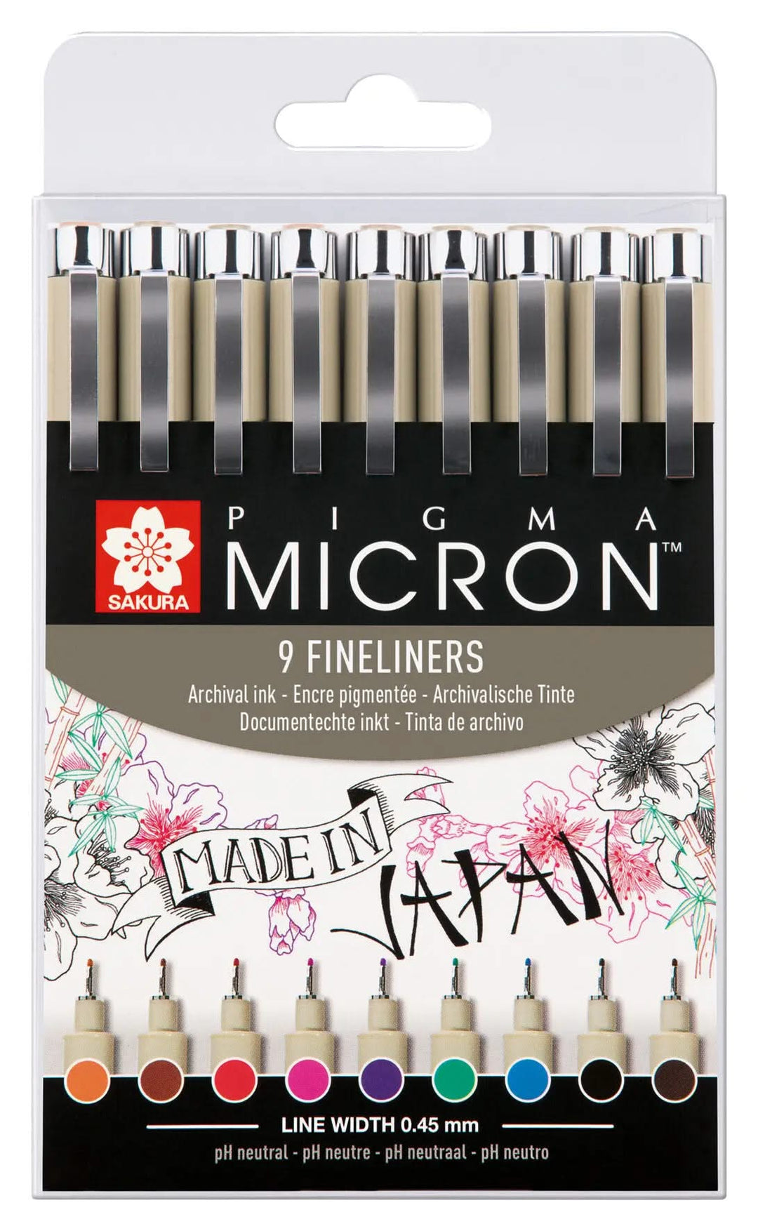 Sakura Pigma Micron 05, Etui mit 9 Farben - Kidis Art