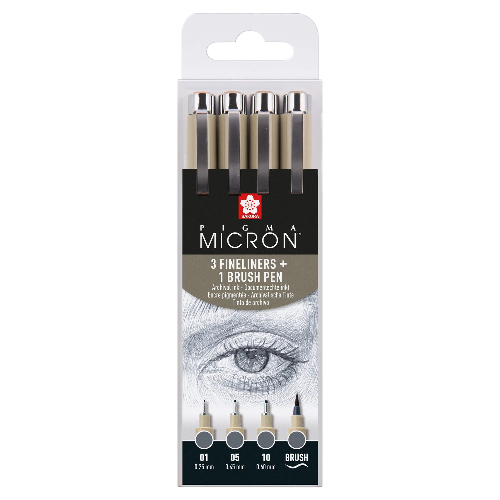 Sakura Pigma Micron Fineliner-Set | 4 Größen, Kaltgrau - Kidis Art