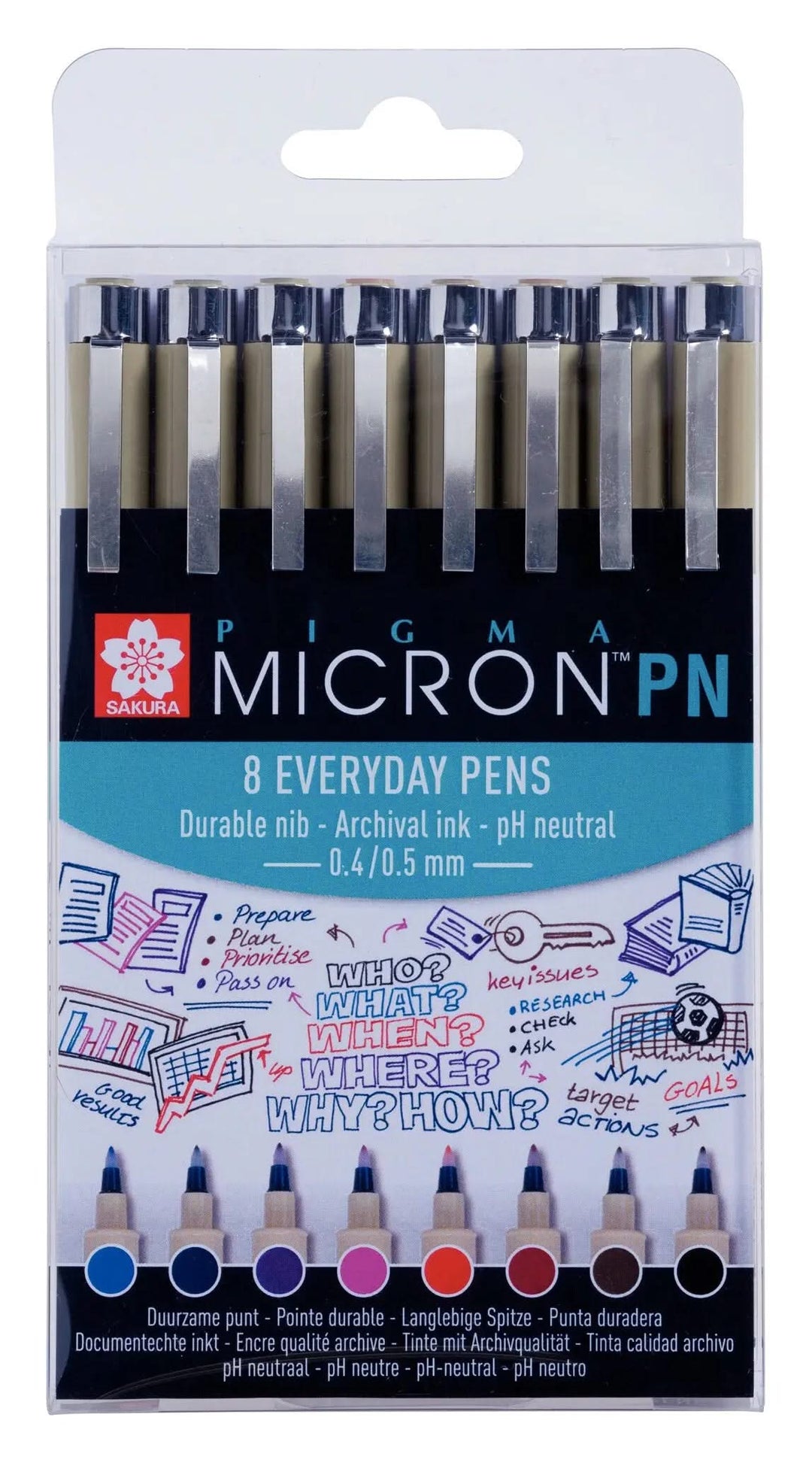 Sakura Pigma Micron PN-Set, 8 sortierte Farben - Kidis Art