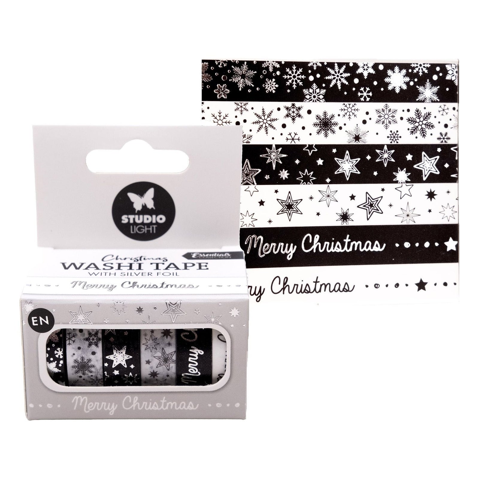 Washi tape Black/white Silver Essentials