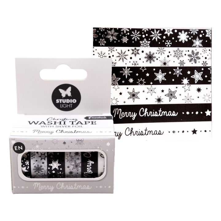 Washi tape Black/white Silver Essentials