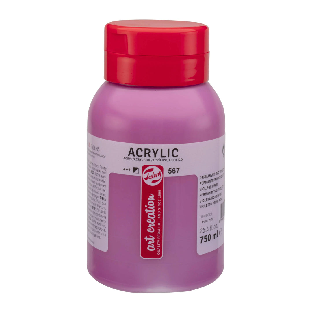 Talens Art Creation Acrylfarbe Flasche 750 ml Permanentrotviolett 567 - Kidis Art