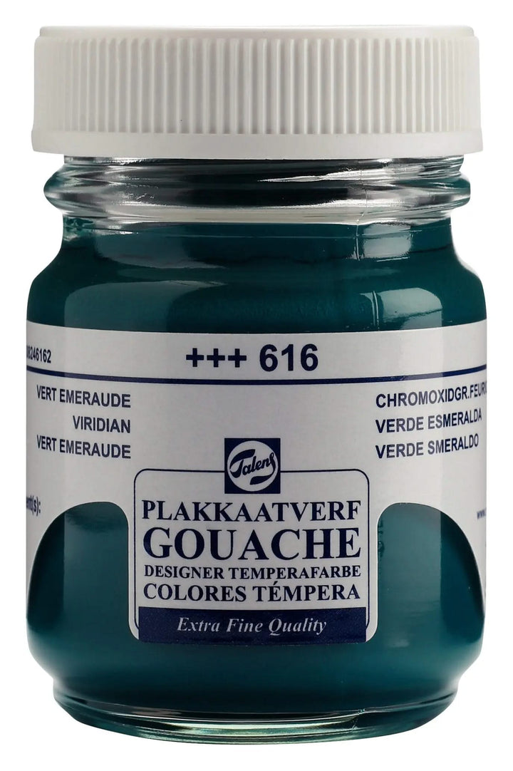 Talens Gouache Extra Fine Quality Flasche 50 ml Chromoxidgrün Feurig 616 - Kidis Art