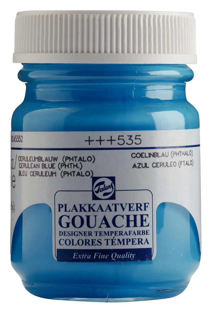Talens Gouache Extra Fine Quality Flasche 50 ml Cölinblau (Phthalo) 535 - Kidis Art