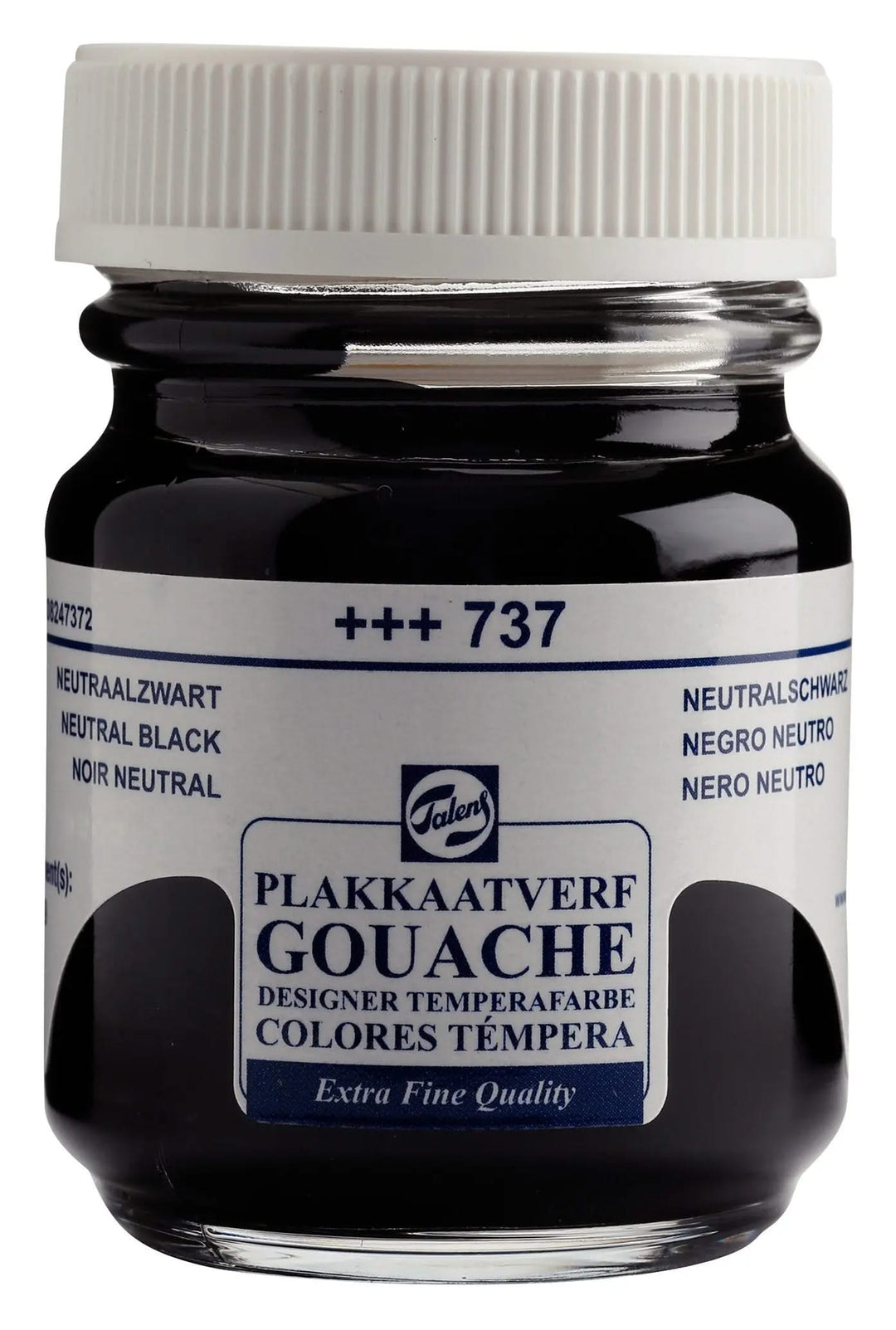 Talens Gouache Extra Fine Quality Flasche 50 ml Neutralschwarz 737 - Kidis Art