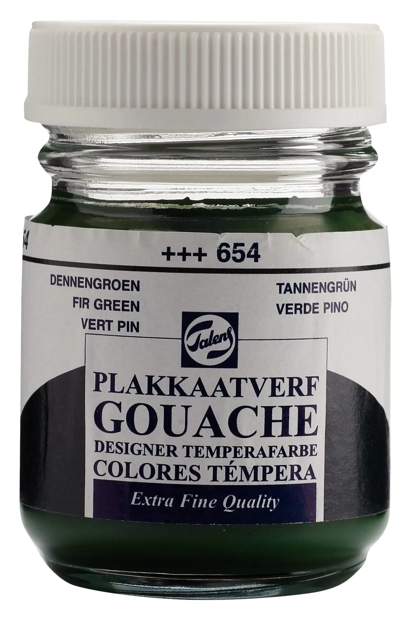 Talens Gouache Extra Fine Quality Flasche 50 ml Tannengrün 654 - Kidis Art