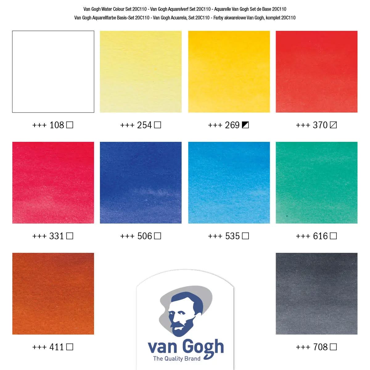 Van Gogh Aquarell-Set mit 10 Farben in 10 ml-Tuben - Kidis Art
