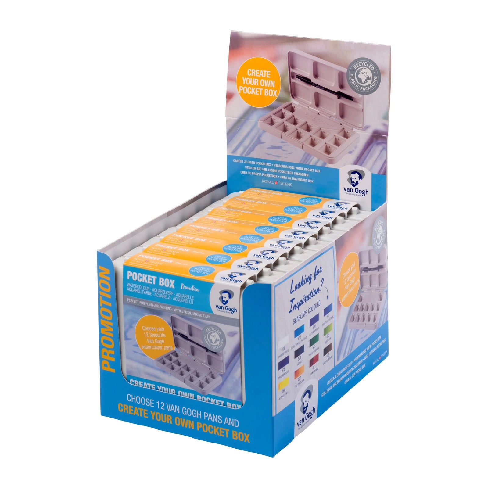 Van Gogh Aquarellfarben 10 Leere Pocketboxen Weiß - Promo Display - Kidis Art