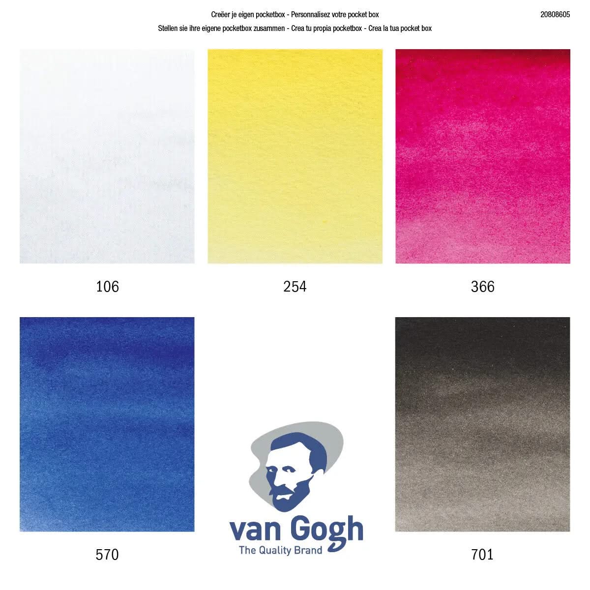 Van Gogh Aquarellfarbkasten Primärfarben-Mischset | 5 Halbschalen + 7 Leerräume - Kidis Art