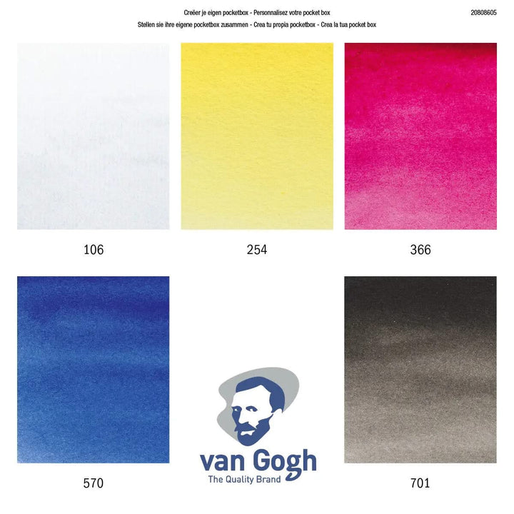 Van Gogh Aquarellfarbkasten Primärfarben-Mischset | 5 Halbschalen + 7 Leerräume - Kidis Art
