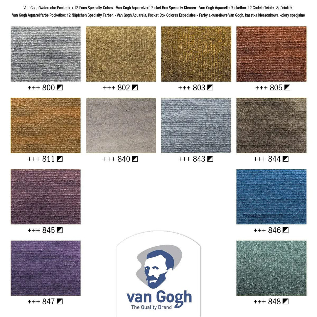 Van Gogh Aquarellfarbkasten Spezialfarben mit 12 Farben in halbe Näpfchen - Kidis Art