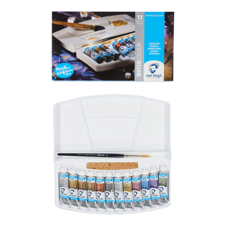Van Gogh Koffer-Set aus Kunststoff 12 Spezial-Aquarellfarben in 10 ml-Tuben - Kidis Art