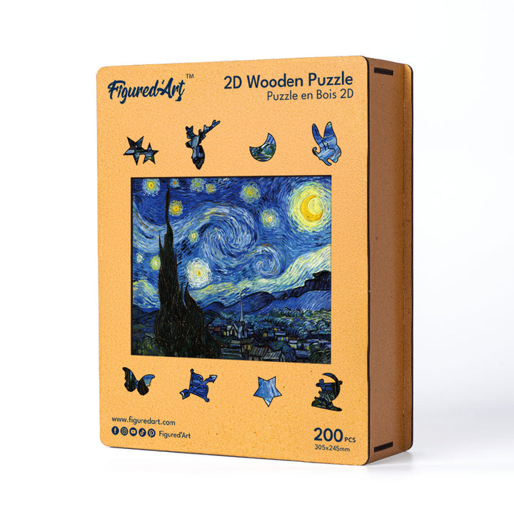 Holzpuzzle 2D Design - Sternennacht von Van Gogh - Kidis Art